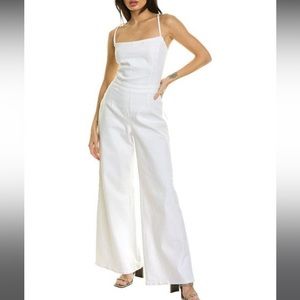 NWT Good American white denim vacation jumpsuit